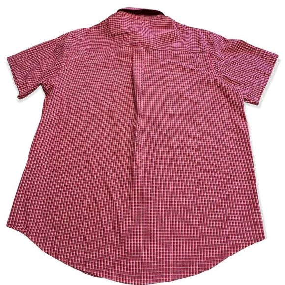 Men's Short Sleeve check plaid red Shirt by Cherokee size L - Picture 2 of 8